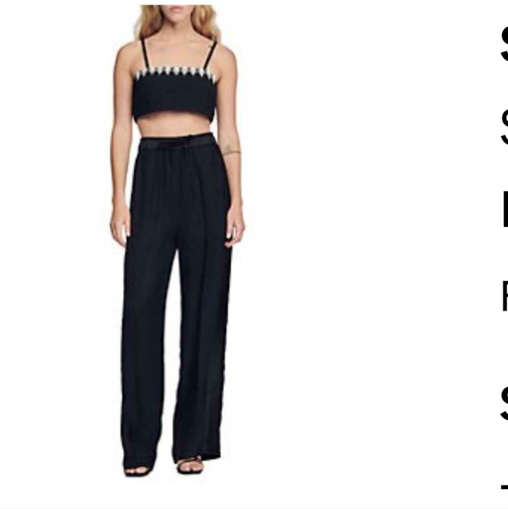 Sandro Satin Stripe WideLeg Trousers